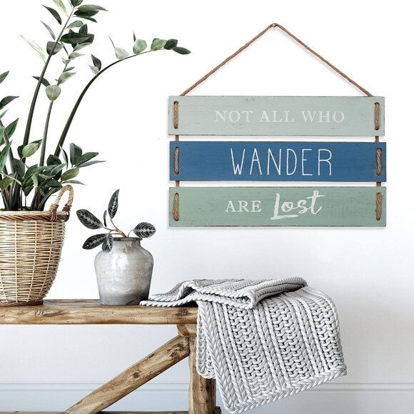 Not All Who Wander Are Lost Wall Decor Decorative Wood Plank Sign 17” x 9.75” - Picture 2 of 6